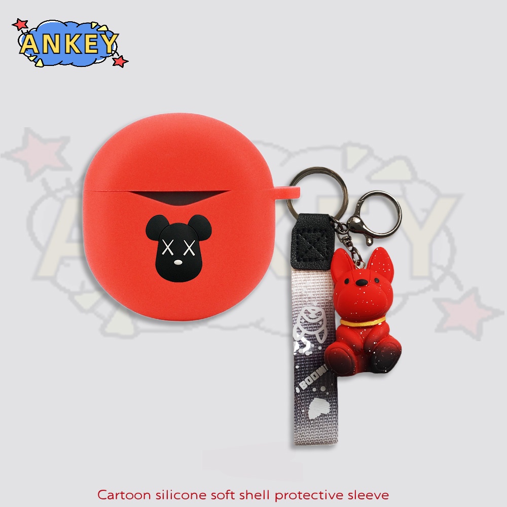 For SoundPEATS Air 4 / Air 3 Deluxe / Capsule 3 Pro Earphone Silicone Case Blue Kaws Earbuds Protective Headphone Cover Headset Skin with Pendant