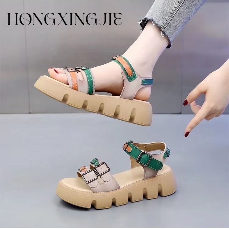 HONGXINGJIE dép sandal nữ dép đế cao Xu hướng thời trang năm 2023NEW 062149