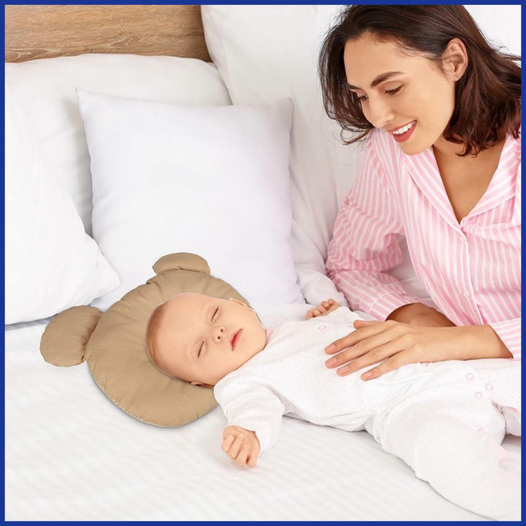 Gối Ngủ Mềm Mại Thoáng Khí Có Thể Giặt Máy Hình Tai Gấu Dễ Thương An Toàn Cho Bé