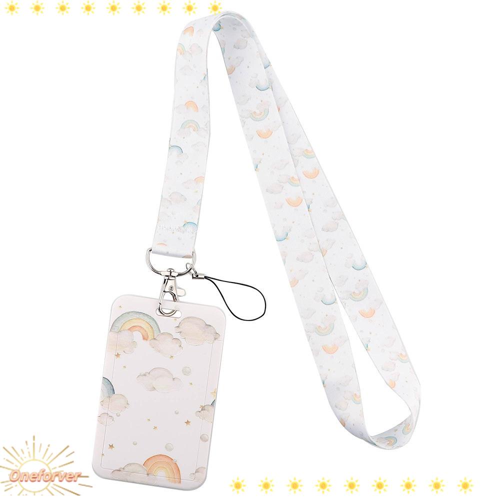 Giá Đỡ Thẻ ID / Chìa Khóa Màu Cầu Vồng Kèm Dây Đeo Tiện Dụng Cho Học Sinh / Văn Phòng
