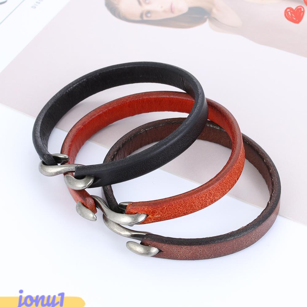 JONYE Vòng Tay Da Phong Cách Hip Hop Punk Cổ Điển Cho Nam