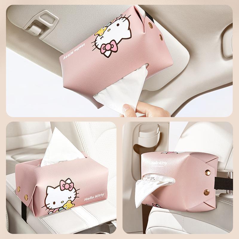 Hộp Đựng Khăn Giấy Hình Hello Kitty Gắn Tấm Che Nắng Xe Hơi