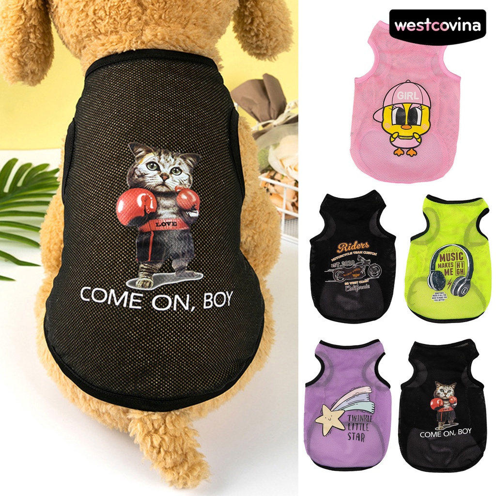 [COD]♞Áo Khoác Bằng Polyester Siêu Mỏng Không Tay Chống Nắng In Họa Tiết Hoạt Hình Cho Thú Cưng