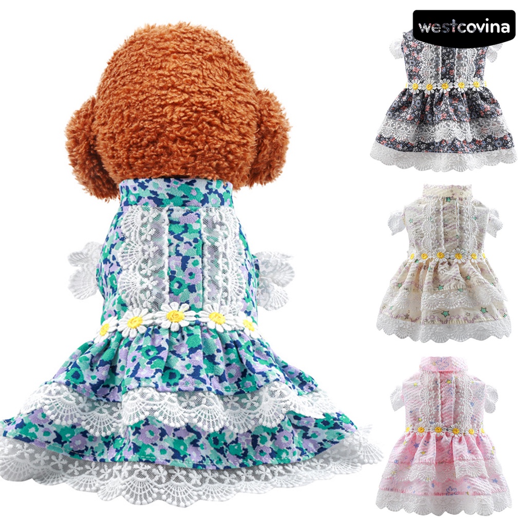 [COD]♞Đầm Hóa Trang Công Chúa Nhỏ Viền Ren Thoải Mái Thời Trang Mùa Hè Cho Cún Cưng