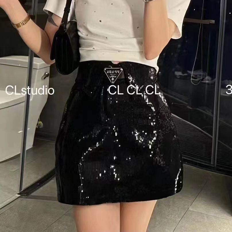 Mới Chân Váy Ngắn Lưng Cao Đính Kim Sa Lấp Lánh Thời Trang Cho Nữ