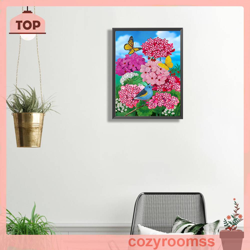 Bộ Tranh Đính Đá 5D DIY Họa Tiết Hoa Và Bướm Để Trang Trí Nhà