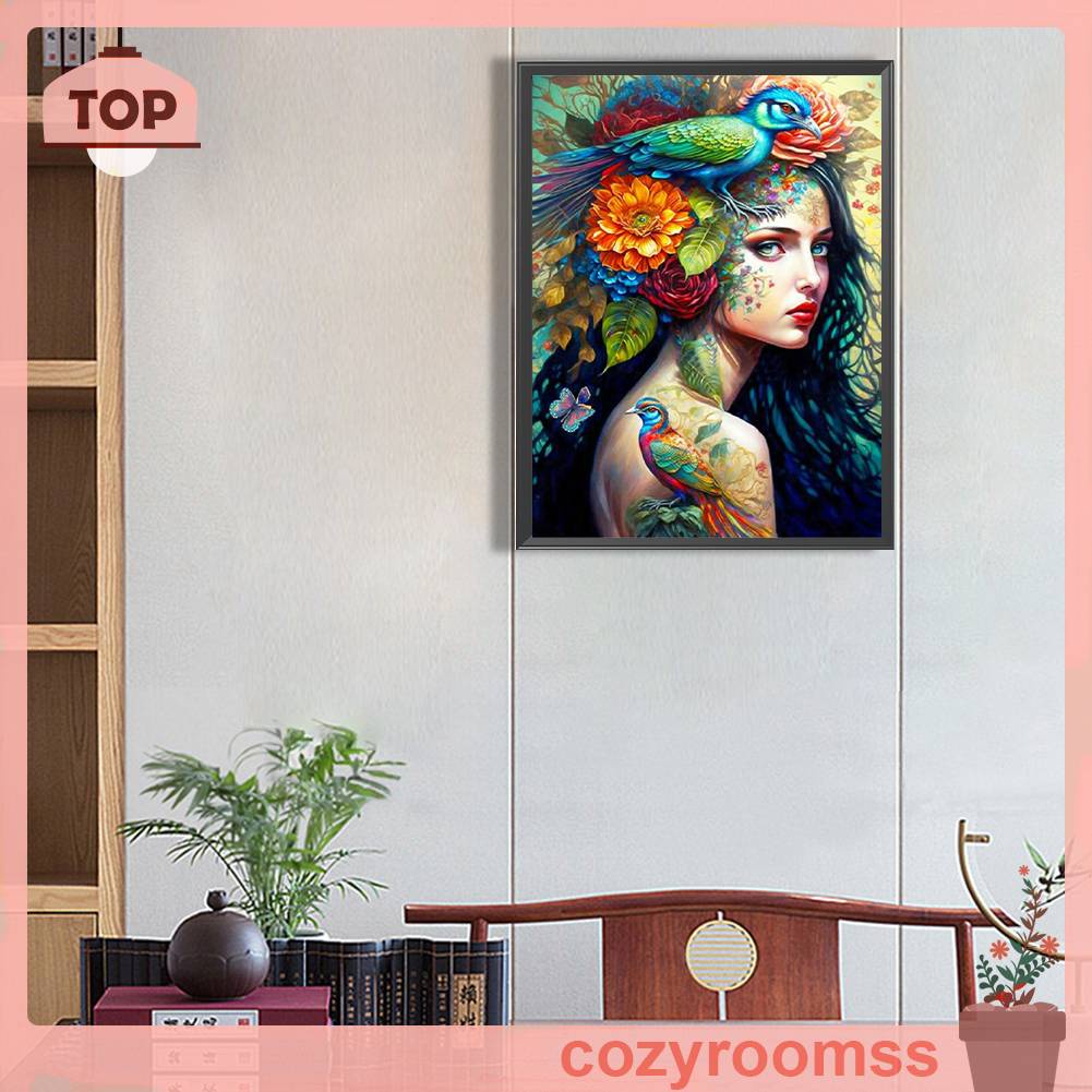 Tranh Đính Đá Kim Cương Toàn Bộ 5D DIY Hình Vẽ Cô Gái Trang Trí Nhà Cửa