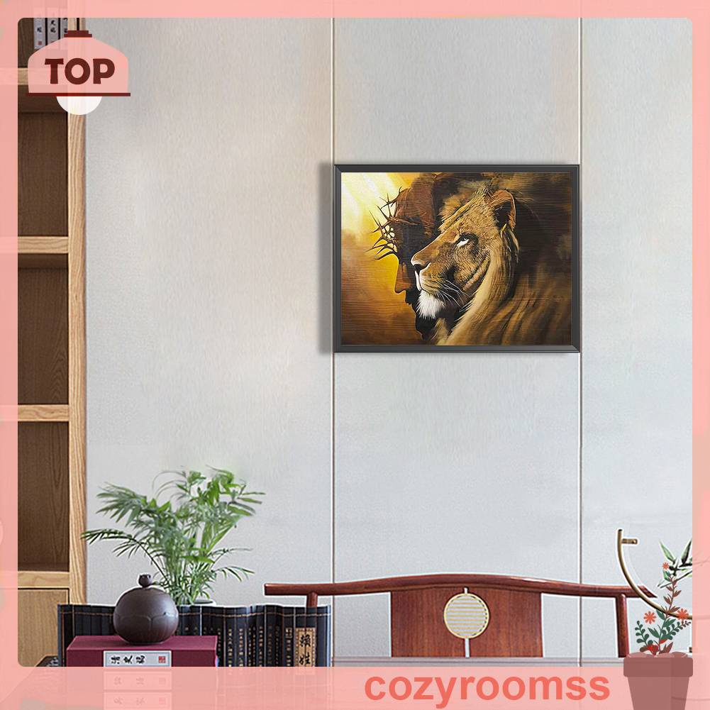 Bộ Tranh Đính Đá 5D Tự Làm Toàn Diện Hình Sư Tử Trang Trí Nhà Cửa