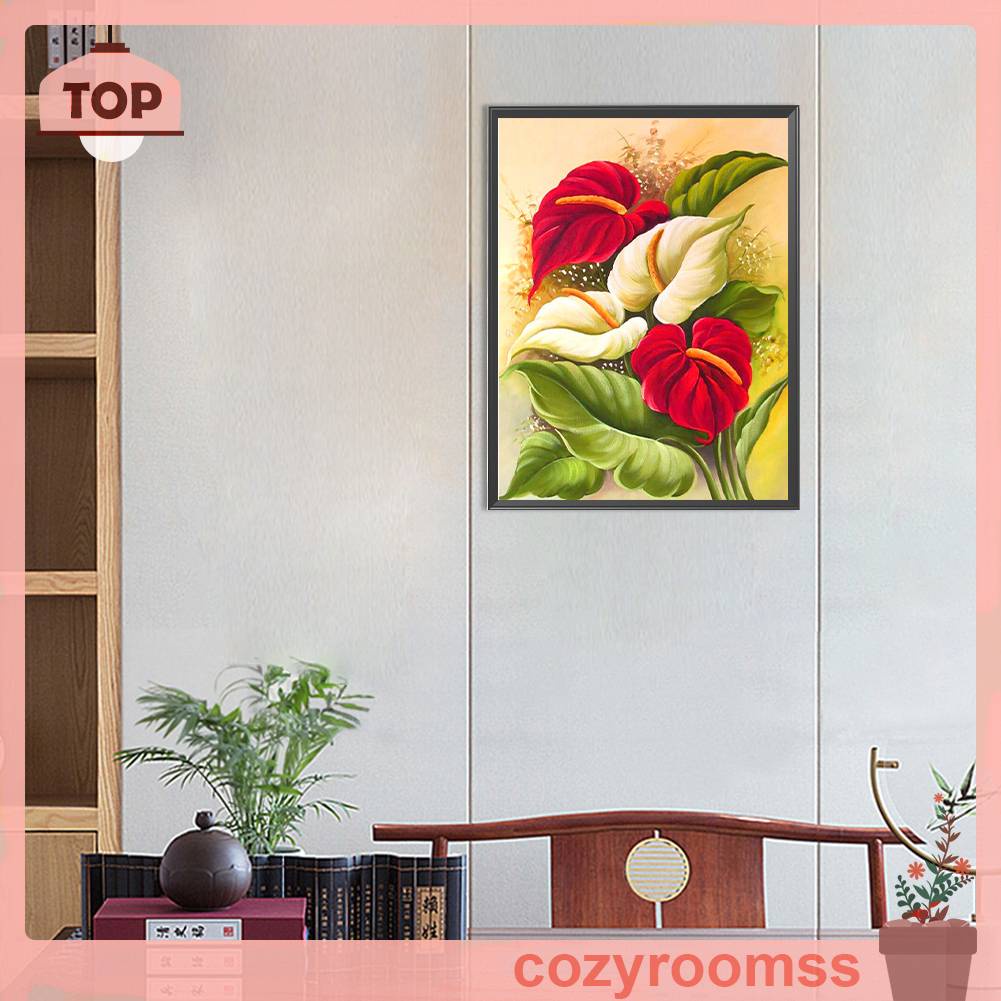 Tranh Đính Đá Kim Cương Toàn Bộ 5D DIY Hình Vẽ Hoa Trang Trí Nhà Cửa