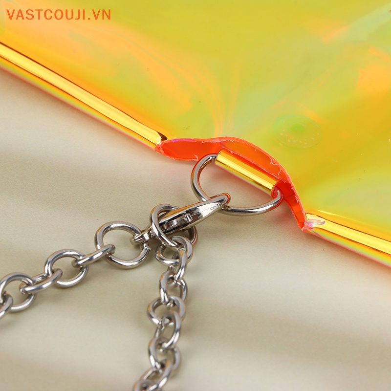 1 Túi Đựng Mắt Kính Bằng PVC Laser Trong Suốt Phối Dây Xích Kim Loại Độc Đáo Thời Trang Cho Nữ