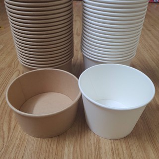 Set 50 tô giấy kraft nâu/ trắng 1000ml đựng phở, bún, bánh ngọt