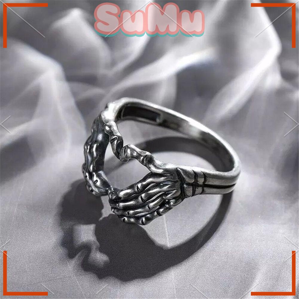 SUMU Nhẫn Hình Bàn Tay Đầu Lâu Trái Tim Phong Cách Hip Hop