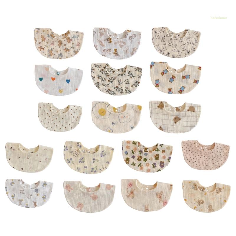 Yếm Ăn 4 Lớp Chất Liệu Cotton Kèm Nút Chụp Tiện Dụng Cho Bé