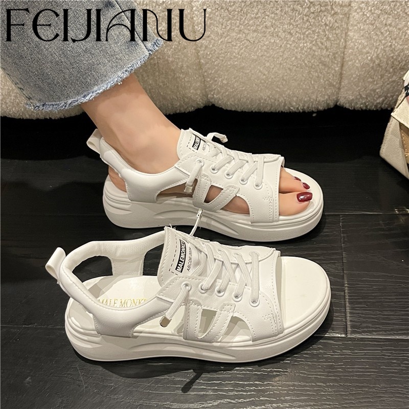 FEIJIANU Dép sandal nữ đế cao thoải mái xinh xắn thời trang đi biển 062531