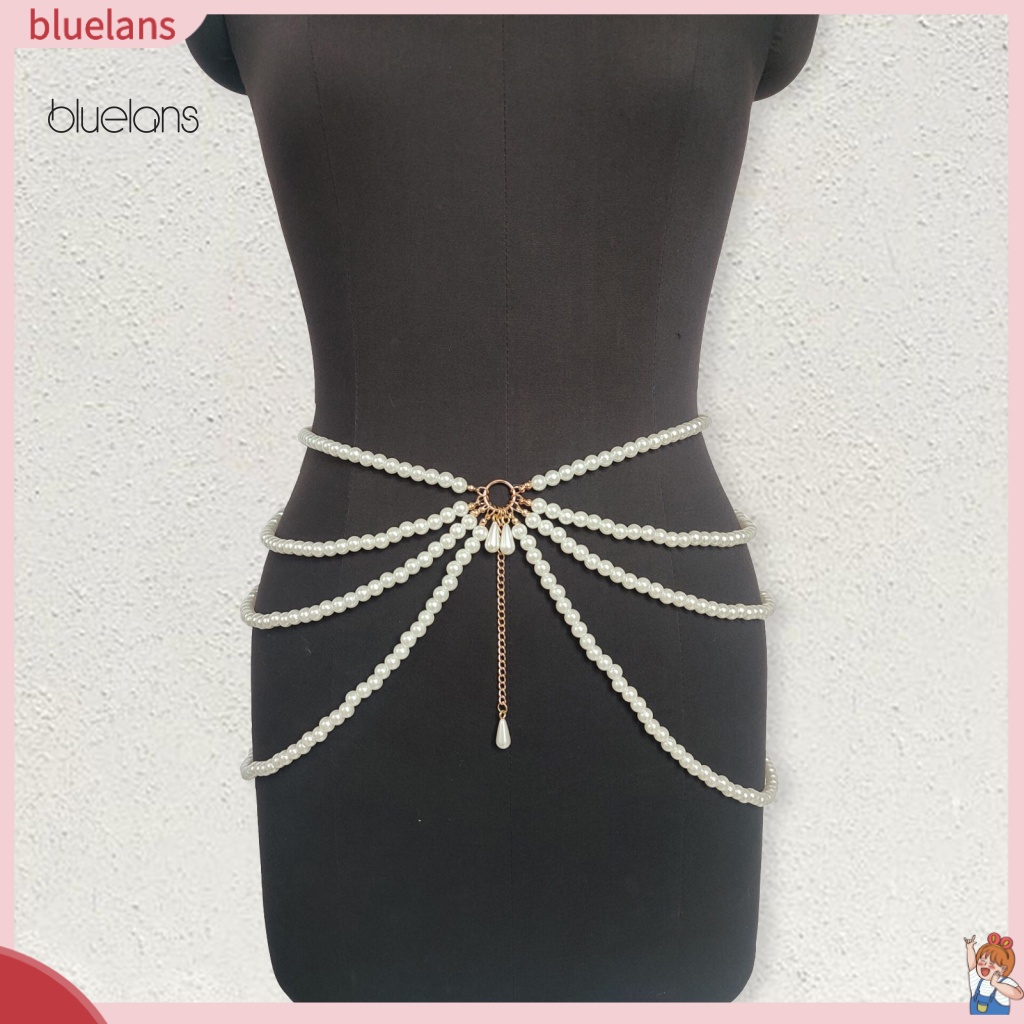 Thắt Lưng Dây Xích Nhiều Lớp Đính Ngọc Trai Nhân Tạo Thanh Lịch Cho Nữ