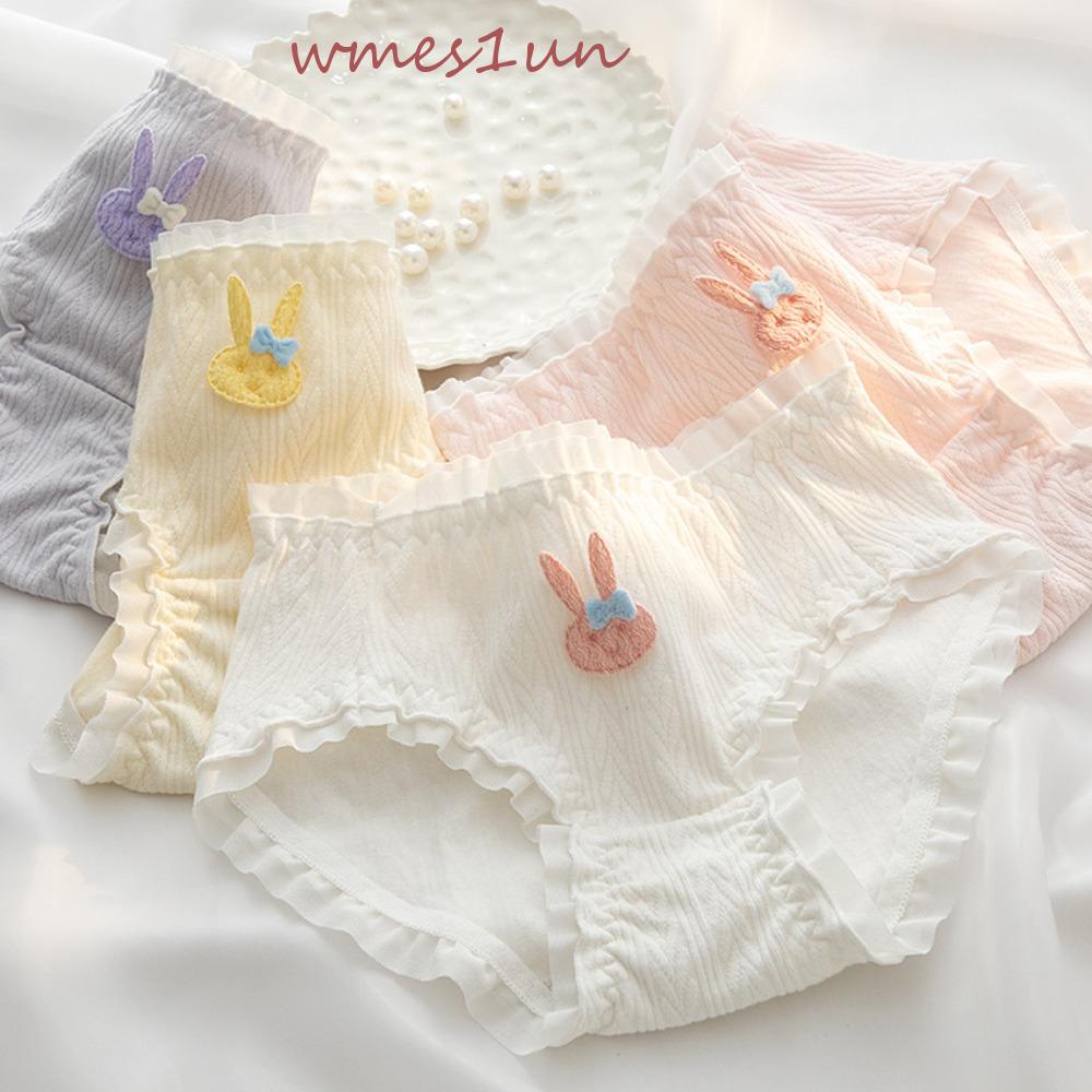 Quần Lót Cotton WMES15H Nâng Hông Thoáng Khí Lưng Vừa Họa Tiết Thỏ Đáng Yêu Cho Bé Gái