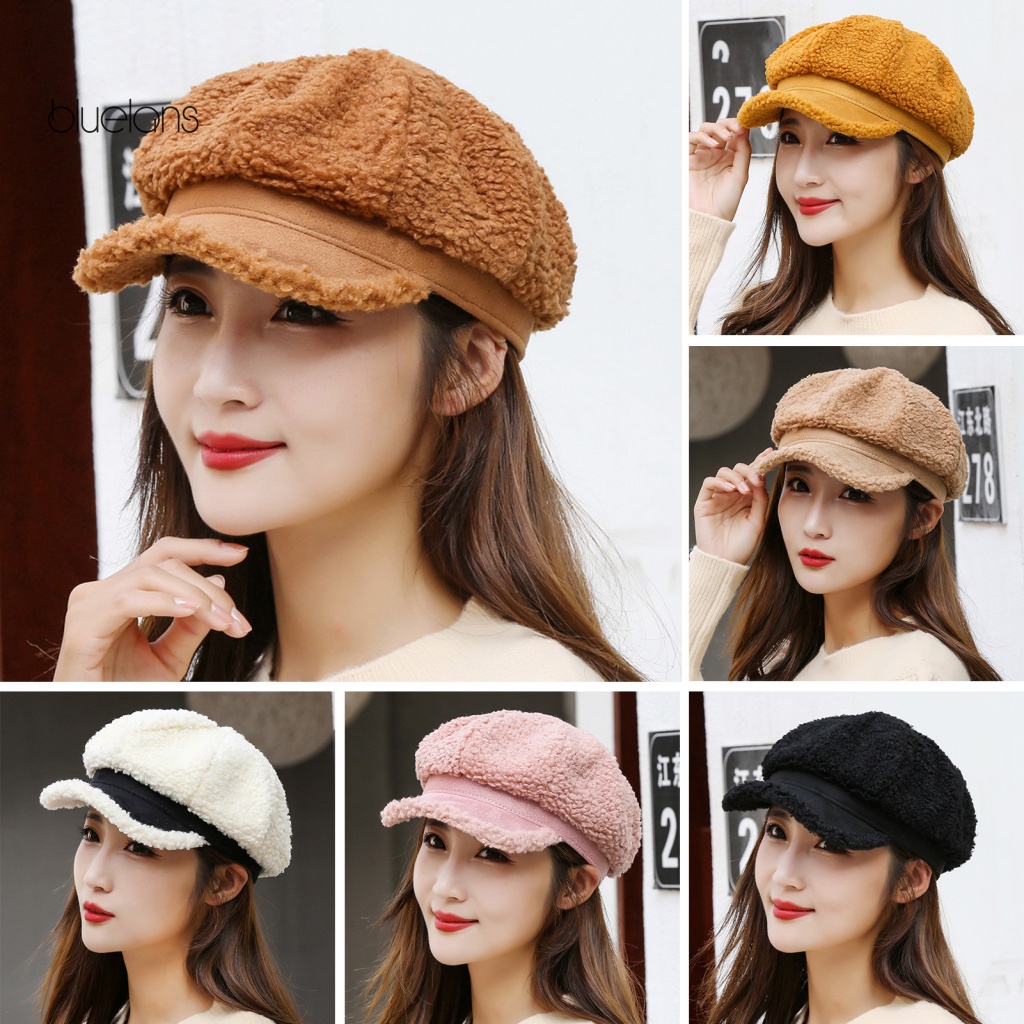 Mũ Beret Màu Trơn Chống Gió Thấm Hút Mồ Hôi Thời Trang Thu Đông Cho Nữ