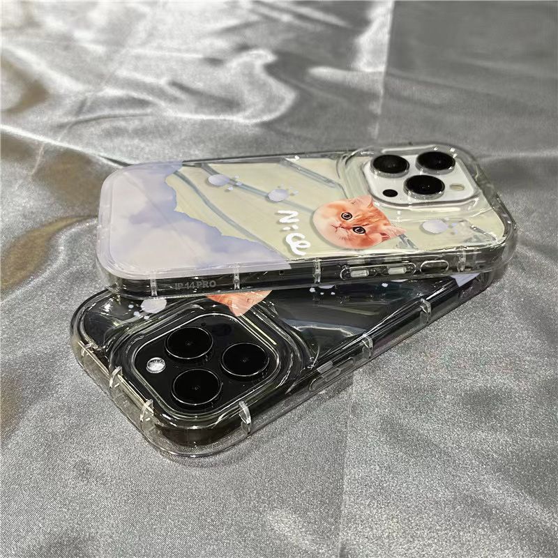 Ốp Điện Thoại Mềm Trong Suốt In Hình Mèo Hoạt Hình Dễ Thương Cho iPhone14promax 1312 / 11 7 / 8plus xr /ins