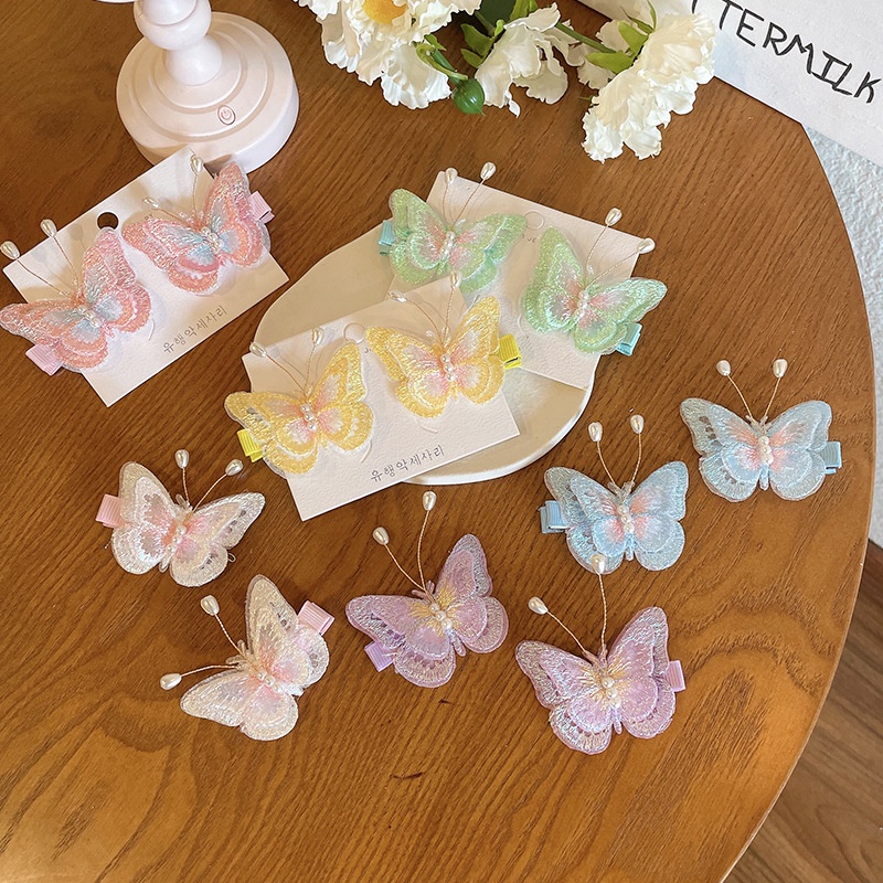 Kẹp Tóc Thêu Hình Bướm Dễ Thương Cho Bé Gái