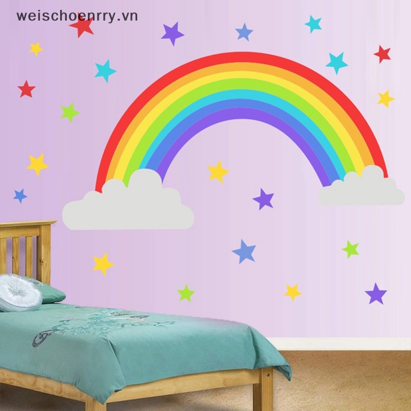 Sticker Dán Tường Họa Tiết Ngôi Sao Mưa Dễ Thương Bắt Mắt