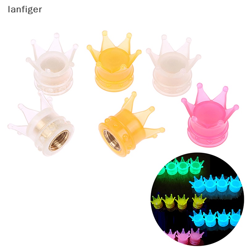 Set 4 Nắp Van Bánh Xe Dạ Quang Hình Vương Miện Thông Dụng