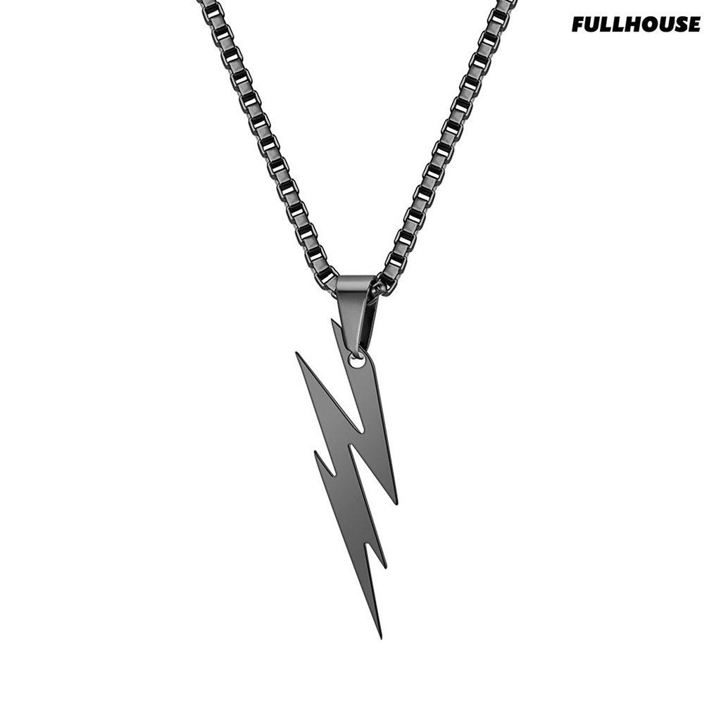 Vòng cổ Mặt Hình Học Sấm Sét Màu Trơn Phong Cách Hip Hop Cho Nam Và Nữ