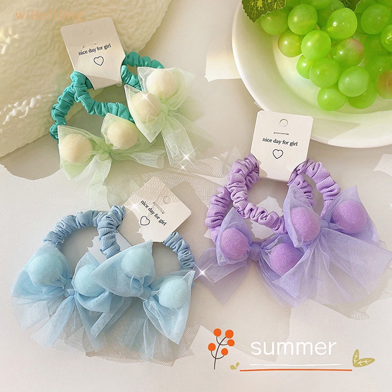 Dây Cột Tóc Cao Su Organza Co Giãn Đính Nơ Màu Kẹo Dễ Thương Cho Bé Gái