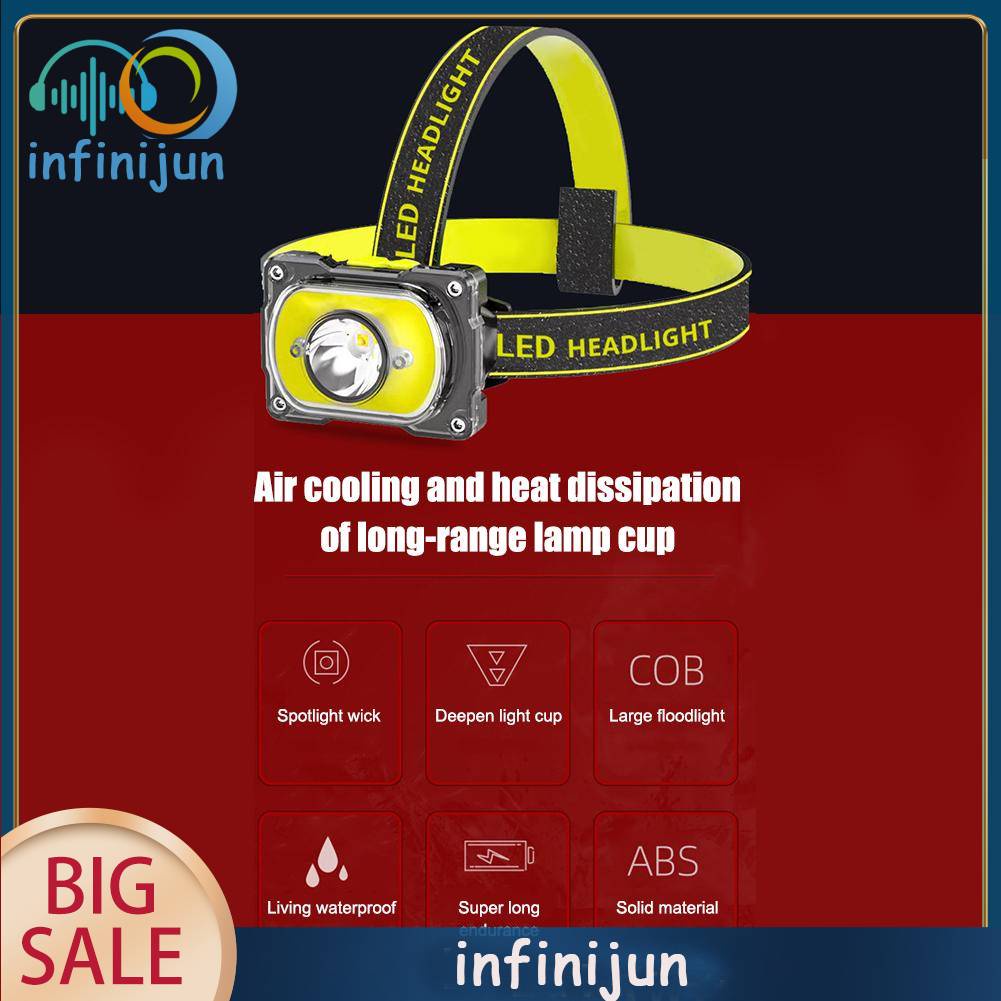 Đèn Pin Đeo Trán COB LED 600lm Chống Nước Cắm Trại Ngoài Trời