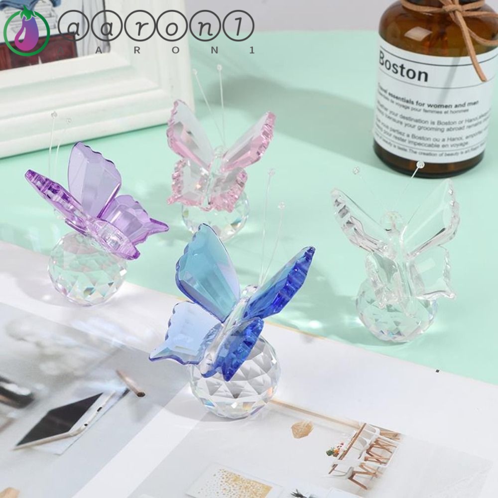 Aaron1 Bươm Bướm Mặt Kính Màu Trắng Sống Động Phụ Kiện Thủ Công Trang Trí Phòng Khách