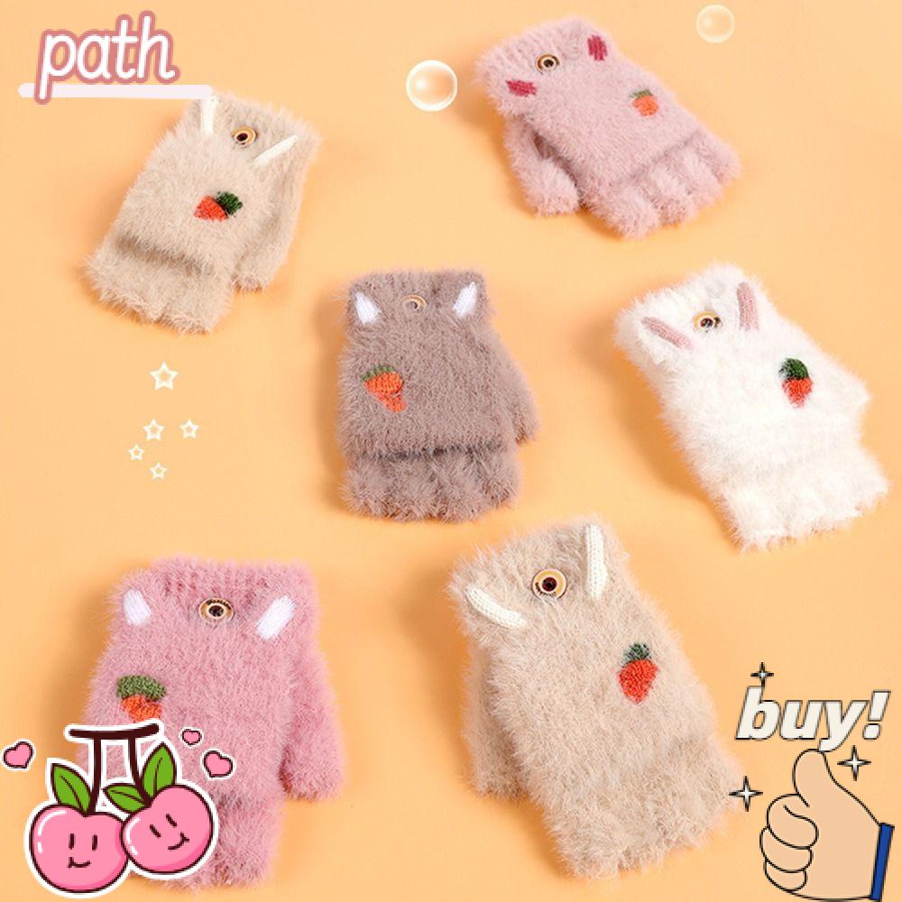 PATH Găng Tay Dệt Kim Dày Dặn Ấm Áp Thêu Họa Tiết Dễ Thương