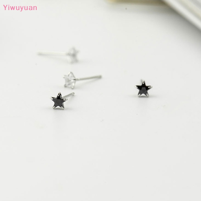 Khuyên Tai Bạc 925 Đính Đá Zircon Hình Ngôi Sao Nhỏ Mới