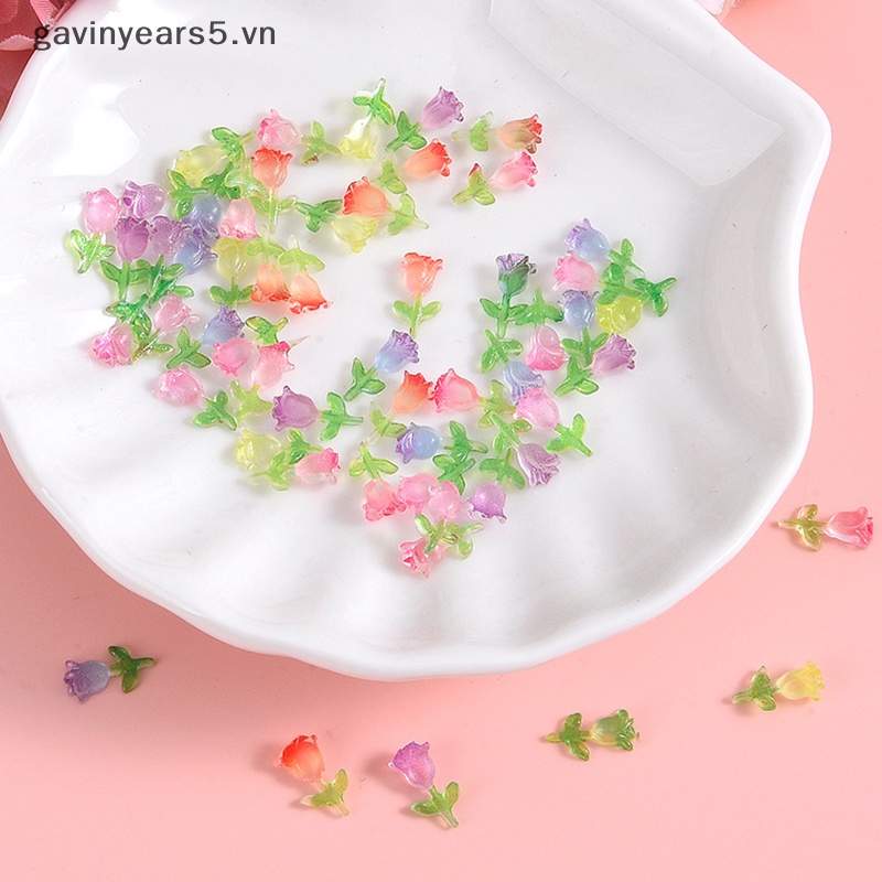 Bộ 10 Mô Hình Hoa Tulip Mini Bằng Nhựa Phát Quang Độc Đáo Trang Trí Bể Cá Cảnh