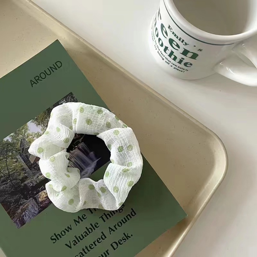 Dây Buộc Tóc Cao Su Vải Lưới Màu Xanh Lá Thời Trang Xuân Hè Đơn Giản DULA777