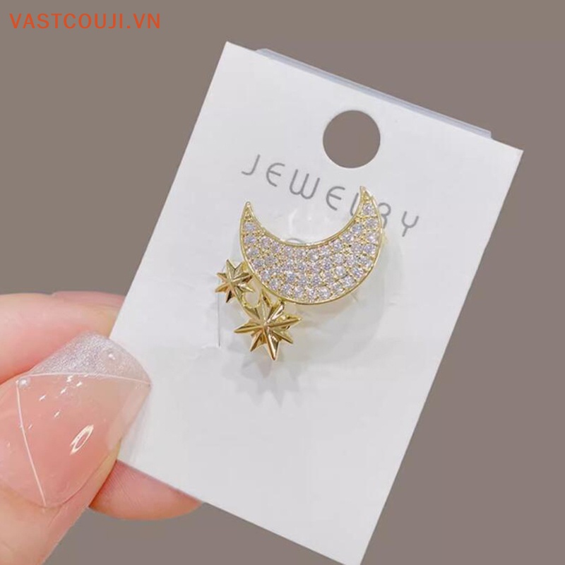 Ghim Cài Áo Hình Trăng Sao Đính Đá Thanh Lịch Cho Nữ