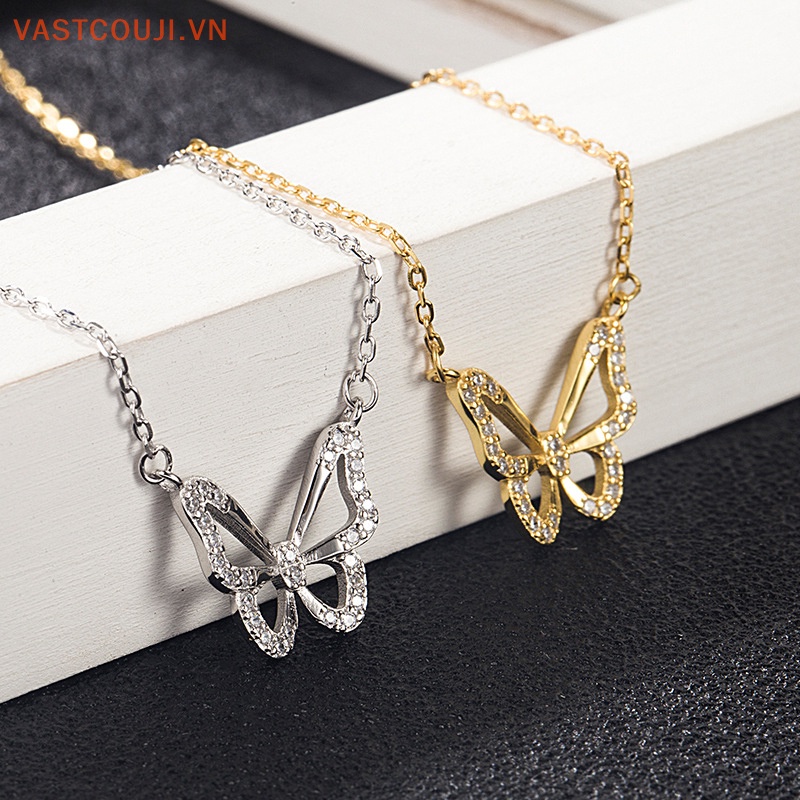 Vòng cổ Mặt Hình Bướm Đính Pha Lê Lấp Lánh Thời Trang Cho Nữ