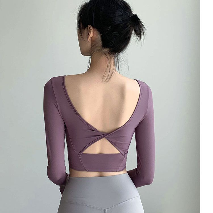 Áo Thun Yoga Tay Dài Có Đệm Ngực Dáng Ôm Gợi Cảm Phong Cách Mới Cho Nữ Chạy Bộ Nóng Bỏng