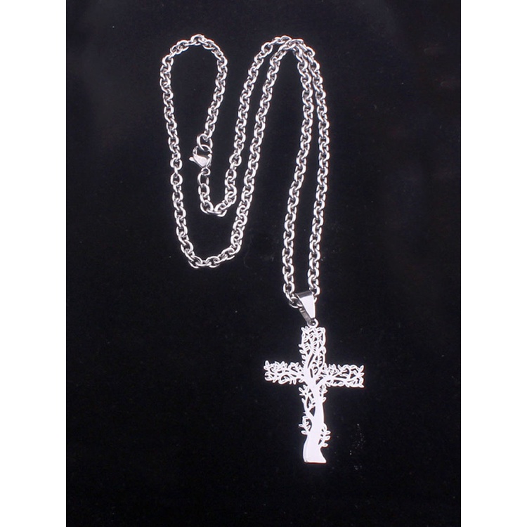 Ygt Vòng cổ Thép Không Gỉ Mặt Thánh Giá Màu Bạc Thời Trang