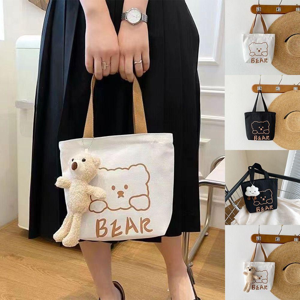 LOMBARD Túi vải In Họa Tiết Gấu Đám Mây Phong Cách Hàn Quốc Đơn Giản Thời Trang Cho Mẹ Bỉm Sữa