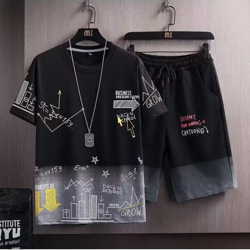 Áo Thun Tay Ngắn Cổ Tròn Dáng Rộng In Họa Tiết Graffiti Phong Cách Đường Phố Hip Hop Thời Trang Mùa Hè Cho Nam