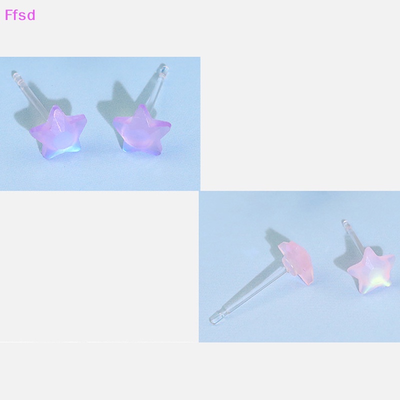{Ffsd} Bông Tai Ngôi Sao Năm Cánh Bằng Nhựa Resin Nhiều Màu Dễ Thương Cho Nữ * Bán Chạy
