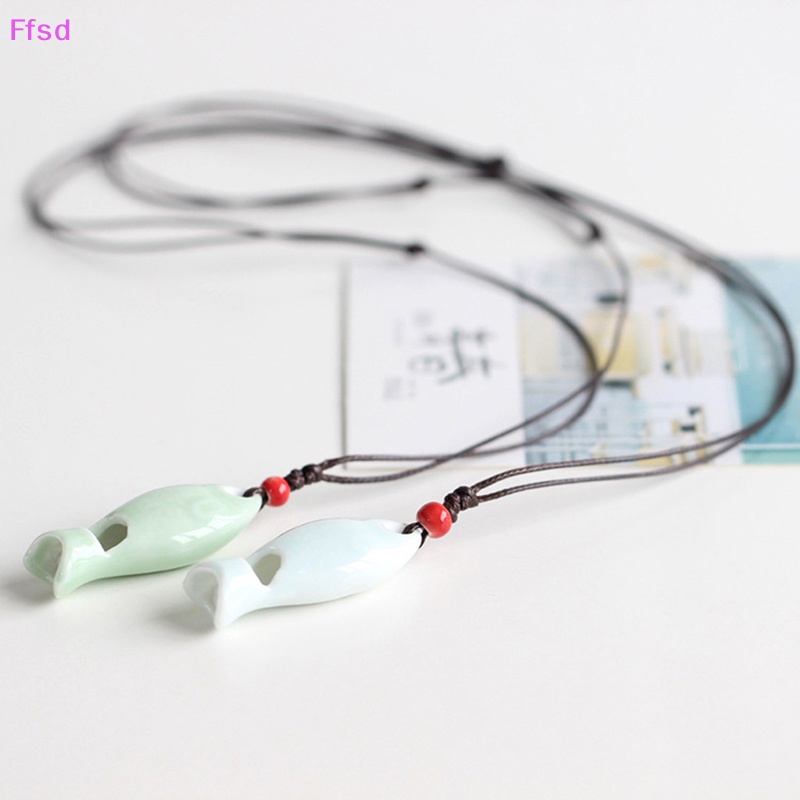 {Ffsd} Vòng cổ Mặt Hình Cá Gốm Sứ Có Còi Làm Quà Tặng Trang Sức Cổ Điển Cho Trẻ Em