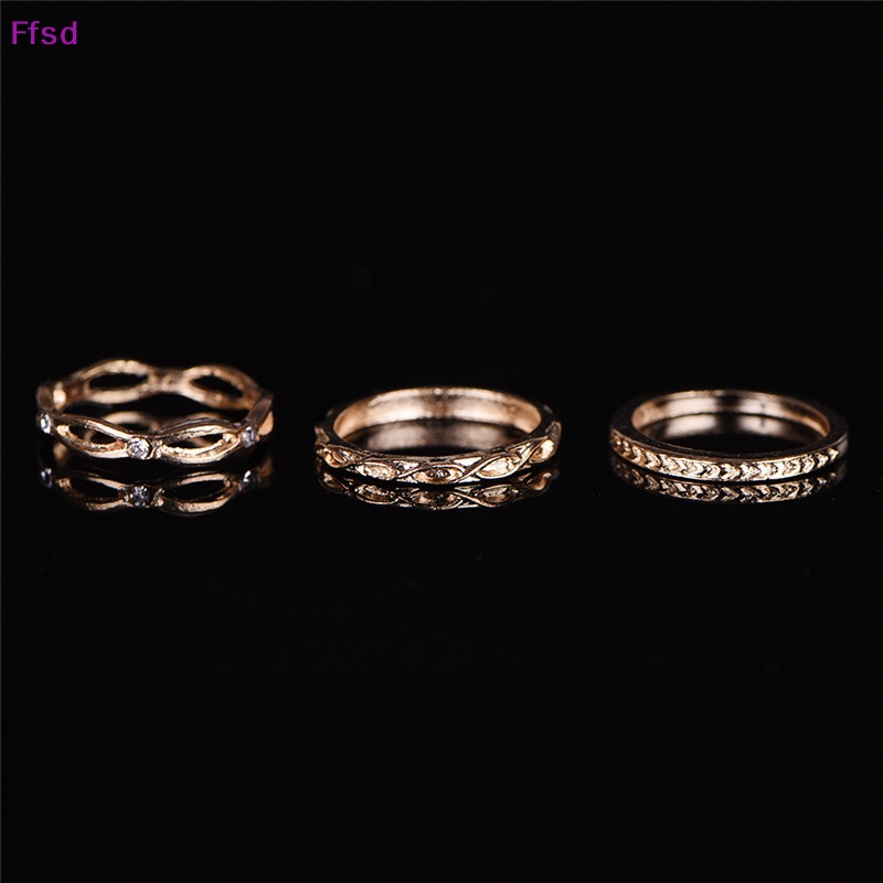 {Ffsd} Bộ 12 Nhẫn Đeo Khớp Ngón Tay Mạ Vàng Phong Cách Punk Cổ Điển Hàng Bán Chạy Dành Cho Bạn Nữ