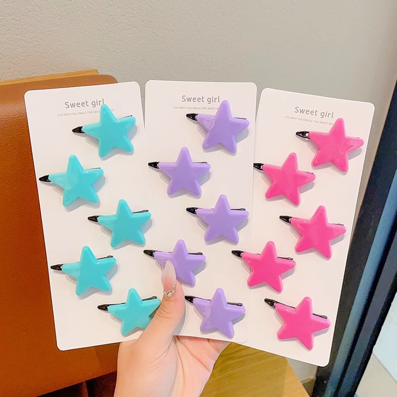 Kẹp Tóc Ngôi Sao Màu Kẹo Ngọt Không Làm Tổn Thương Tóc Mái Cho Bé Gái