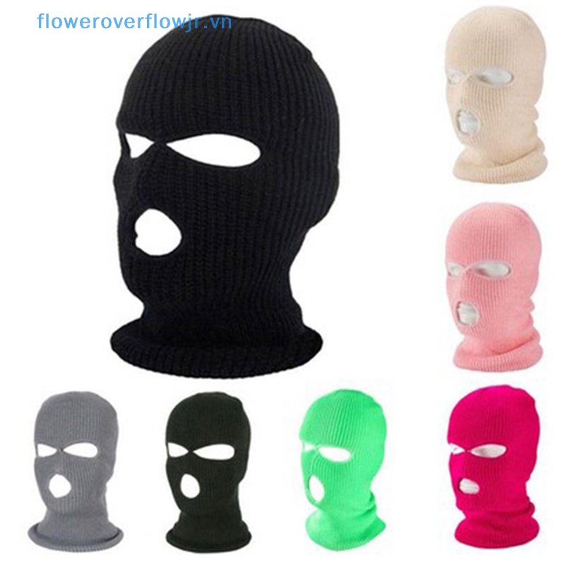 1 Mũ Balaclava Thêu 3 Lỗ Giữ Ấm Mùa Đông Cho Unisex