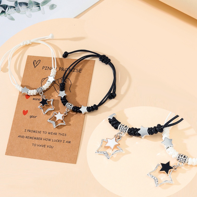 Ygt Set 2 Vòng Tay Dây Bện Ngôi Sao Năm Cánh Bán Chạy Mujer Pulsera Cho Cặp Đôi