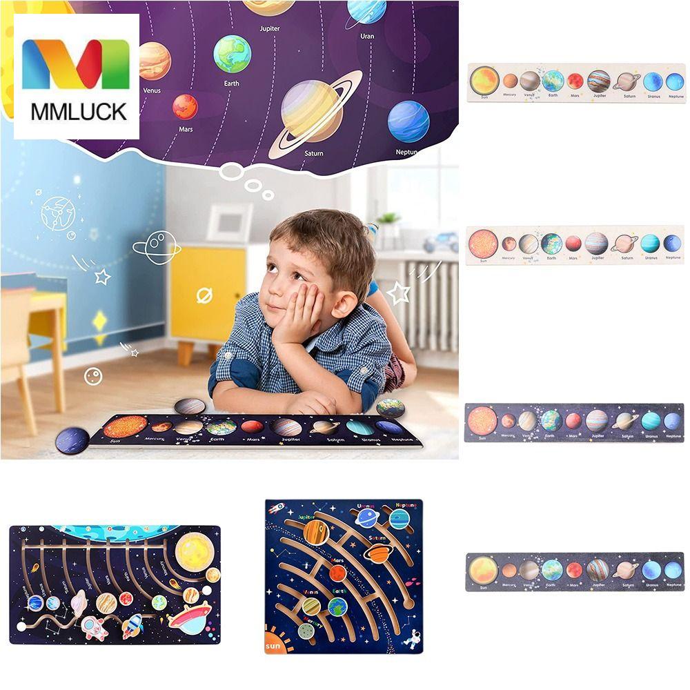 MMLUCK Bộ Đồ Chơi Xếp Hình Hệ Mặt Trời Bằng Gỗ Đáng Yêu Hỗ Trợ Dạy Học
