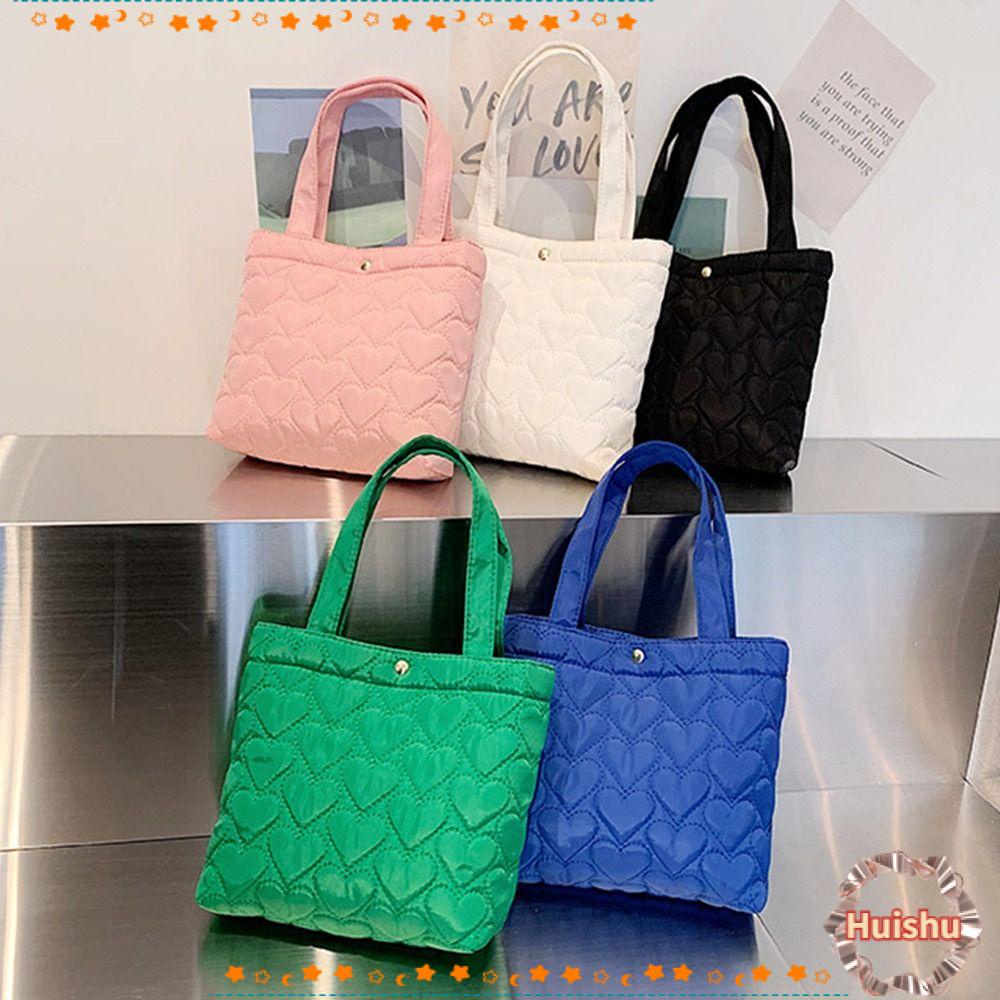 HS Túi Tote Có Đệm Cotton Sức Chứa Lớn Màu Trơn Thời Trang Cho Nữ