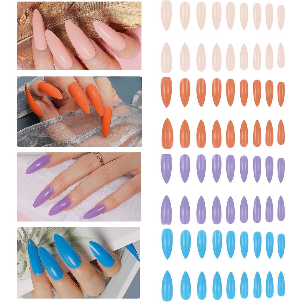 Bộ 96 Móng Tay Giả Màu Sắc Trơn Bằng Acrylic Cho Nữ