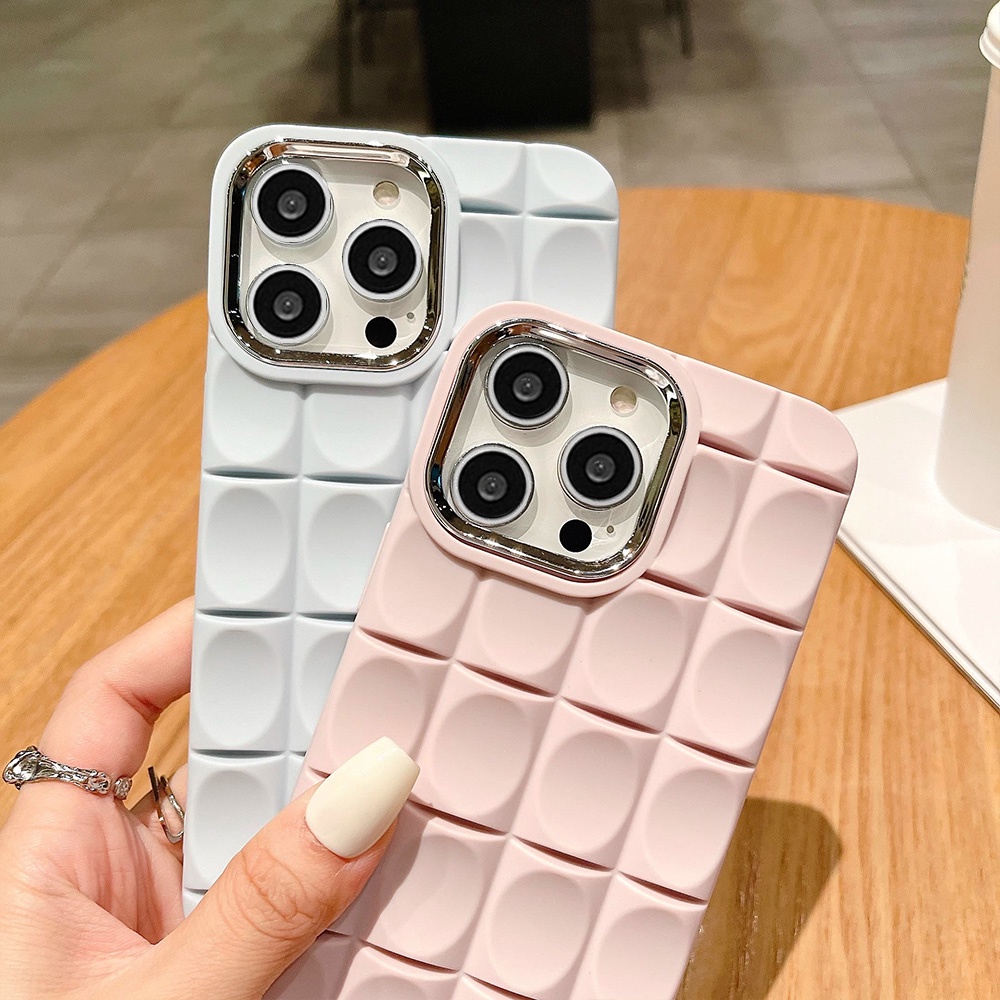 Ốp Điện Thoại TPU Dẻo Họa Tiết Kẻ Sọc 3D Màu Trơn Sang Trọng Chống Sốc Cho IPhone 11 12 13 14 Pro Max