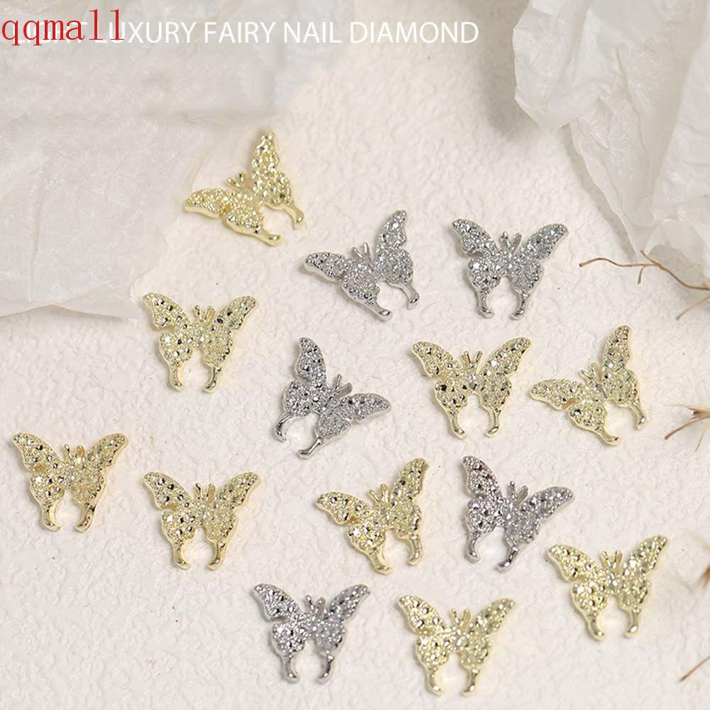 QQMALL Phụ Kiện Trang Trí Móng Tay Hình Bướm Bằng Hợp Kim Phong Cách Nhật Bản